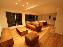 札幌市中央区　ナラ無垢ダイニング、リビングセット