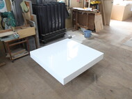 特注センターテーブル　正方形　白色鏡面仕上げ